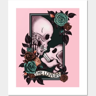 Skeleton Love with  Roses Posters and Art